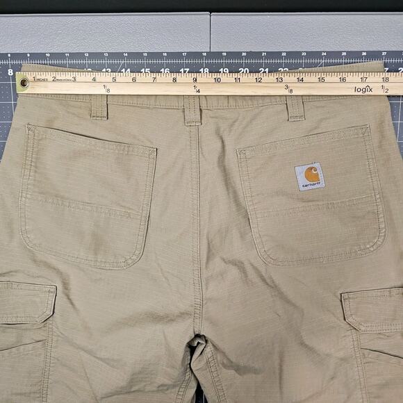 Carhartt Force Canvas Carpenter Shorts 36x11 Tan Ripstop Workwear Outdoors - Picture 10 of 13